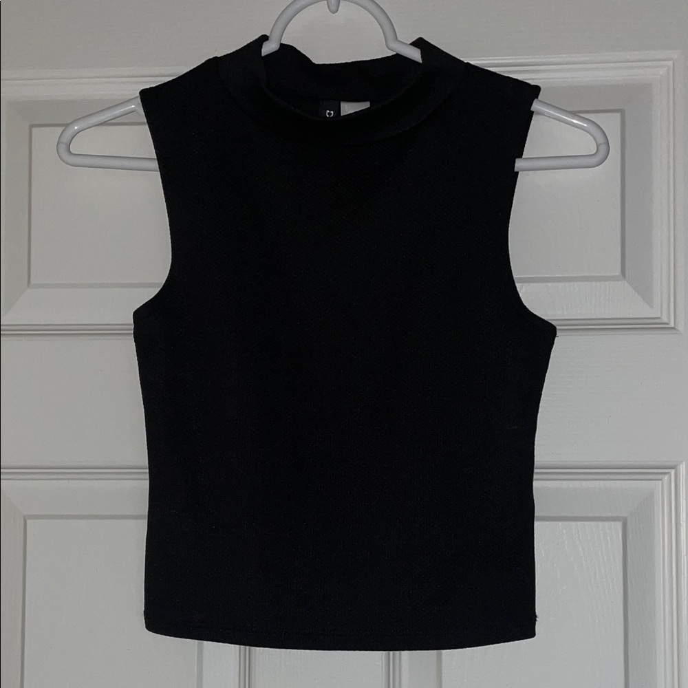 🖤 H&M Mock Neck Cropped Tank Black | S